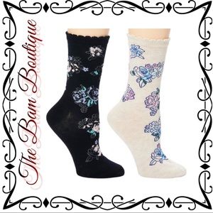 Black & Oatmeal Heather Florals 2 Pair Sock Set